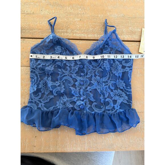 Delicates rare vintage blue lace ruffle cami and shorts set szM - Picture 6 of 6